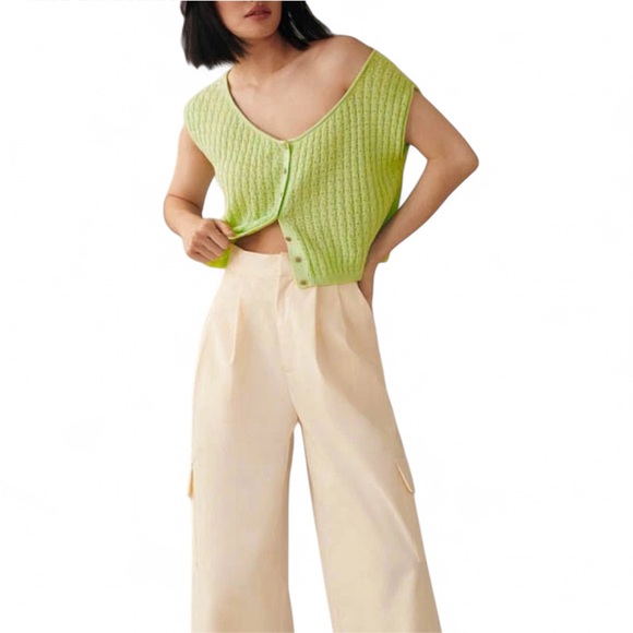 NWT Anthro Pilcro Cropped Knit Sweater in Mint Green - Picture 10 of 10